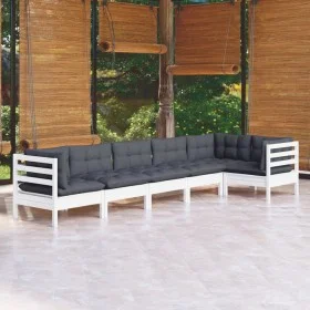 Garden furniture 6 pieces with white pine wood cushions by , Garden sets - Ref: Foro24-3096395, Price: 553,38 €, Discount: %