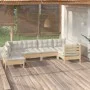 Gartenmöbel 6-teilig und Kissen aus massivem cremefarbenem Kiefernholz von , Gartensets - Ref: Foro24-3096418, Preis: 520,92 ...