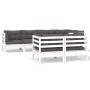 Garden furniture 7 pieces and white cushions solid pine wood by , Garden sets - Ref: Foro24-3096491, Price: 655,38 €, Discoun...