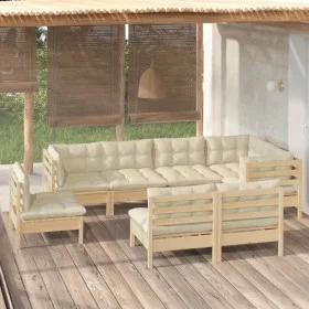 Gartenmöbel 8-teilig und Kissen aus massivem cremefarbenem Kiefernholz von , Gartensets - Ref: Foro24-3096466, Preis: 671,80 ...