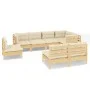 Garden furniture 8 pieces and cushions solid cream pine wood by , Garden sets - Ref: Foro24-3096466, Price: 715,17 €, Discoun...