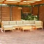Muebles de jardín 8 pzas y cojines madera maciza de pino crema de , Conjuntos de jardín - Ref: Foro24-3096556, Precio: 739,93...