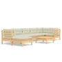 Muebles de jardín 8 pzas y cojines madera maciza de pino crema de , Conjuntos de jardín - Ref: Foro24-3096556, Precio: 739,93...