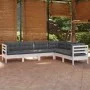 Muebles de jardín 6 pzas y cojines blanco madera maciza de pino de , Conjuntos de jardín - Ref: Foro24-3096684, Precio: 553,3...