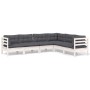 Garden furniture 6 pieces and white cushions solid pine wood by , Garden sets - Ref: Foro24-3096684, Price: 561,28 €, Discoun...