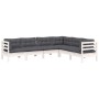 Garden furniture 6 pieces and white cushions solid pine wood by , Garden sets - Ref: Foro24-3096684, Price: 561,28 €, Discoun...