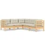 Muebles de jardín 5 pzas y cojines madera maciza de pino crema de , Conjuntos de jardín - Ref: Foro24-3096671, Precio: 428,61...