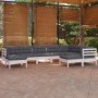 Gartenmöbel 9-teilig und weiße Kissen aus massivem Kiefernholz von , Gartensets - Ref: Foro24-3096708, Preis: 799,14 €, Rabat...
