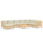 Garden furniture 9 pieces and cushions solid cream pine wood by , Garden sets - Ref: Foro24-3096665, Price: 794,10 €, Discoun...