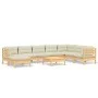 Muebles de jardín 9 pzas y cojines madera maciza de pino crema de , Conjuntos de jardín - Ref: Foro24-3096665, Precio: 782,54...
