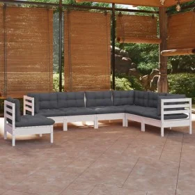 Gartenmöbel 7-teilig und weiße Kissen aus massivem Kiefernholz von , Gartensets - Ref: Foro24-3096720, Preis: 607,17 €, Rabat...