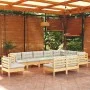 Muebles de jardín 10 pzas y cojines madera maciza de pino crema de , Conjuntos de jardín - Ref: Foro24-3096755, Precio: 841,1...