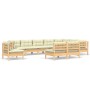 Muebles de jardín 10 pzas y cojines madera maciza de pino crema de , Conjuntos de jardín - Ref: Foro24-3096755, Precio: 858,0...