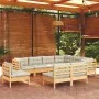 Garden furniture 9 pieces and cushions solid cream pine wood by , Garden sets - Ref: Foro24-3096743, Price: 755,31 €, Discoun...