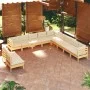 Garden furniture 11 pieces and cushions solid cream pine wood by , Garden sets - Ref: Foro24-3096851, Price: 890,60 €, Discou...