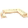 Garden furniture 11 pieces and cushions solid cream pine wood by , Garden sets - Ref: Foro24-3096851, Price: 890,60 €, Discou...