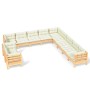 Gartenmöbel 11-teilig und Kissen aus massivem cremefarbenem Kiefernholz von , Gartensets - Ref: Foro24-3096923, Preis: 927,55...
