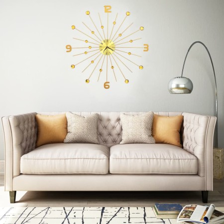 Reloj de pared de metal dorado 70 cm de vidaXL, Relojes de pared - Ref: Foro24-283857, Precio: 70,53 €, Descuento: %