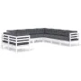 Muebles de jardín 9 pzas y cojines blanco madera maciza de pino de , Conjuntos de jardín - Ref: Foro24-3096900, Precio: 833,8...