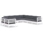Muebles de jardín 9 pzas y cojines blanco madera maciza de pino de , Conjuntos de jardín - Ref: Foro24-3096900, Precio: 844,88 €