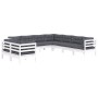 Gartenmöbel 9-teilig und weiße Kissen aus massivem Kiefernholz von , Gartensets - Ref: Foro24-3096900, Preis: 845,32 €, Rabat...