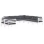 Muebles de jardín 9 pzas y cojines blanco madera maciza de pino de , Conjuntos de jardín - Ref: Foro24-3096900, Precio: 833,8...