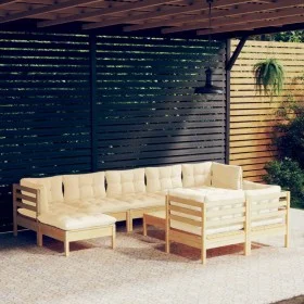 Gartenmöbel 10 Stück und Kissen aus massivem cremefarbenem Kiefernholz von , Gartensets - Ref: Foro24-3097133, Preis: 870,26 ...