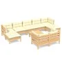 Muebles de jardín 10 pzas y cojines madera maciza de pino crema de , Conjuntos de jardín - Ref: Foro24-3097133, Precio: 870,2...