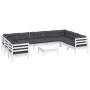 Muebles de jardín 10 pzas con cojines blanco madera de pino de , Conjuntos de jardín - Ref: Foro24-3097326, Precio: 881,71 €,...