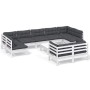 Garden furniture 10 pieces with white cushions solid pine wood by , Garden sets - Ref: Foro24-3097254, Price: 893,27 €, Disco...