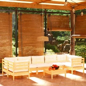 Muebles de jardín 8 piezas cojines madera de pino color crema de , Conjuntos de jardín - Ref: Foro24-3097313, Precio: 716,15 ...