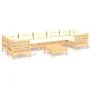 Garden furniture 8 pieces cream pine wood cushions by , Garden sets - Ref: Foro24-3097313, Price: 716,15 €, Discount: %