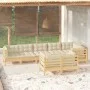Muebles de jardín 8 pzas y cojines madera maciza de pino crema de , Conjuntos de jardín - Ref: Foro24-3096502, Precio: 735,53...