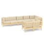 Garden furniture 8 pieces and cushions solid cream pine wood by , Garden sets - Ref: Foro24-3096502, Price: 748,34 €, Discoun...