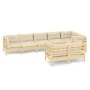 Muebles de jardín 8 pzas y cojines madera maciza de pino crema de , Conjuntos de jardín - Ref: Foro24-3096502, Precio: 735,53...