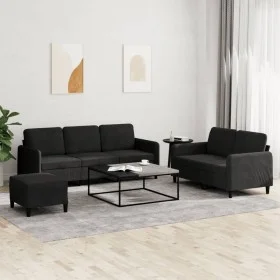 Dreiteilige Sofagarnitur aus schwarzem Samt von , Sofas - Ref: Foro24-3202029, Preis: 522,88 €, Rabatt: %