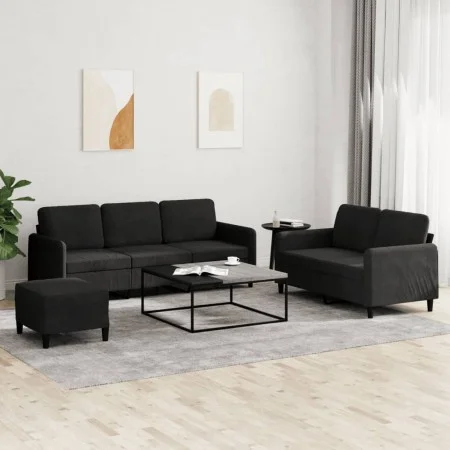 Dreiteilige Sofagarnitur aus schwarzem Samt von , Sofas - Ref: Foro24-3202029, Preis: 523,22 €, Rabatt: %