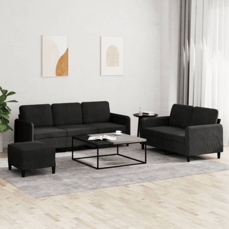 Juego de sofás 3 piezas terciopelo negro de , Sofás - Ref: Foro24-3202029, Precio: 531,94 €, Descuento: %