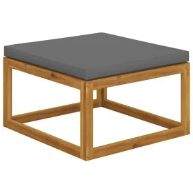 Solid acacia wood footstool with dark gray cushion by , Modular outdoor sofas - Ref: Foro24-318557, Price: 90,83 €, Discount: %