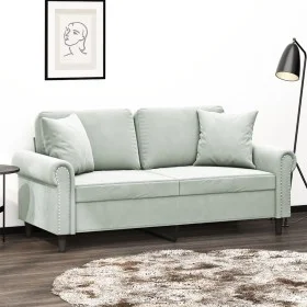 2-seater sofa with light gray velvet cushions 140 cm by , Sofas - Ref: Foro24-3200945, Price: 200,70 €, Discount: %
