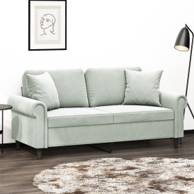 2-Sitzer-Sofa mit hellgrauen Samtkissen 140 cm von , Sofas - Ref: Foro24-3200945, Preis: 233,84 €, Rabatt: %