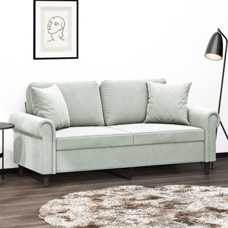 2-seater sofa with light gray velvet cushions 140 cm by , Sofas - Ref: Foro24-3200945, Price: 245,82 €, Discount: %