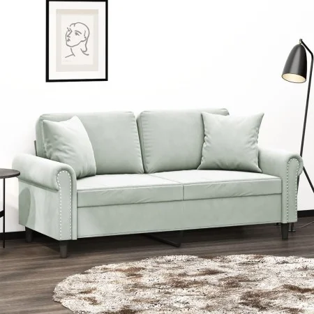 2-seater sofa with light gray velvet cushions 140 cm by , Sofas - Ref: Foro24-3200945, Price: 200,70 €, Discount: %