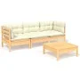 Muebles de jardín 4 piezas con cojines madera de pino crema de , Conjuntos de jardín - Ref: Foro24-3096106, Precio: 351,72 €,...