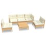 Gartenmöbel 6-teilig und Kissen aus massivem cremefarbenem Kiefernholz von , Gartensets - Ref: Foro24-3096190, Preis: 510,14 ...