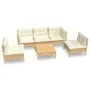 Muebles de jardín 6 pzas y cojines madera maciza de pino crema de , Conjuntos de jardín - Ref: Foro24-3096190, Precio: 502,91...