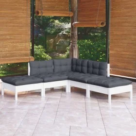 Gartenmöbel 5-teilig mit Kissen aus weißem Kiefernholz von , Gartensets - Ref: Foro24-3096311, Preis: 405,92 €, Rabatt: %