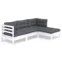 Gartenmöbel 4-teilig mit Kissen aus weißem Kiefernholz von , Gartensets - Ref: Foro24-3096347, Preis: 358,73 €, Rabatt: %
