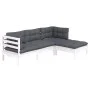 Gartenmöbel 4-teilig mit Kissen aus weißem Kiefernholz von , Gartensets - Ref: Foro24-3096347, Preis: 358,73 €, Rabatt: %