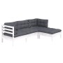 Gartenmöbel 4-teilig mit Kissen aus weißem Kiefernholz von , Gartensets - Ref: Foro24-3096347, Preis: 363,46 €, Rabatt: %